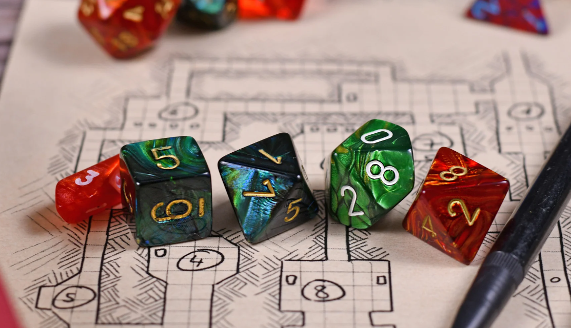 Dados de rol sobre un mapa